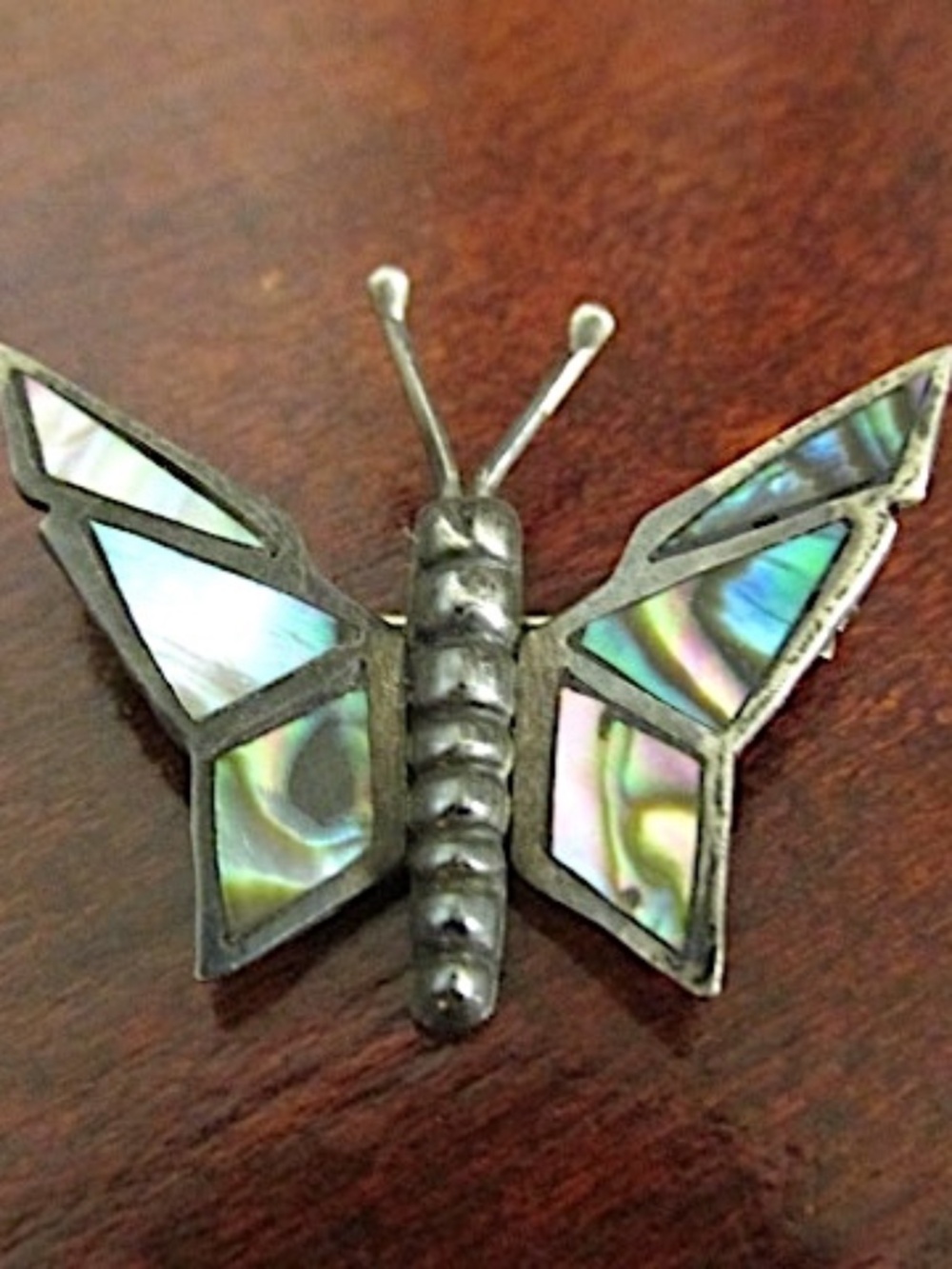 VTG Sterling Silver & Abalone Butterfly Brooch